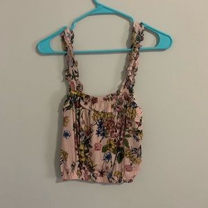Pink floral crop top